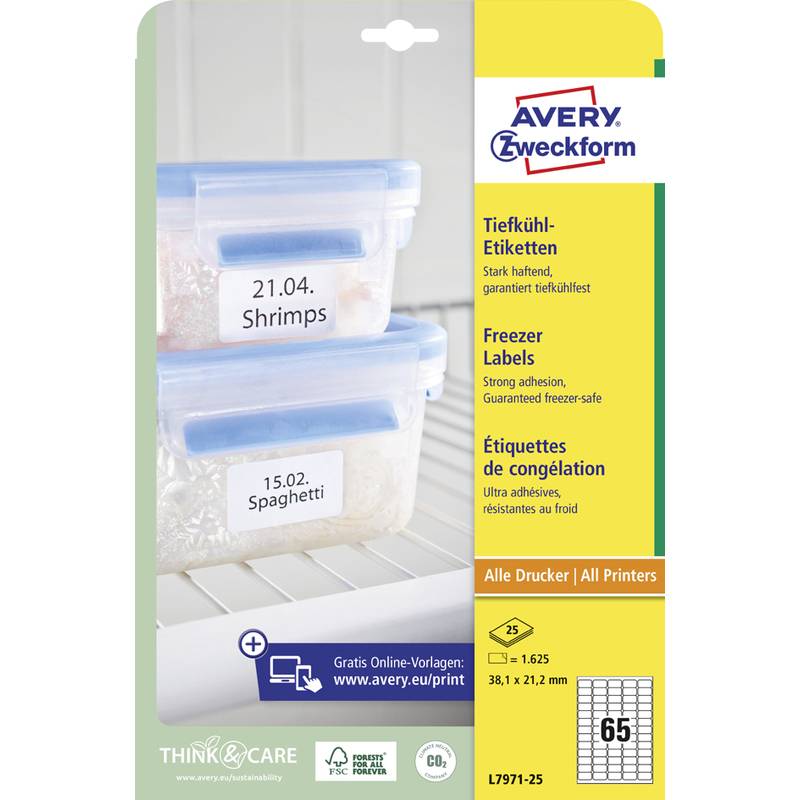 AVERY Zweckform Tiefkühl-Etiketten, 38,1 x 21,2 mm, weiß