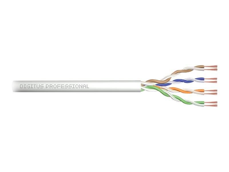Illustration eines silbernen Cat6-Netzwerkkabels mit freigelegten verdrillten Adernpaaren am geschnittenen Ende.