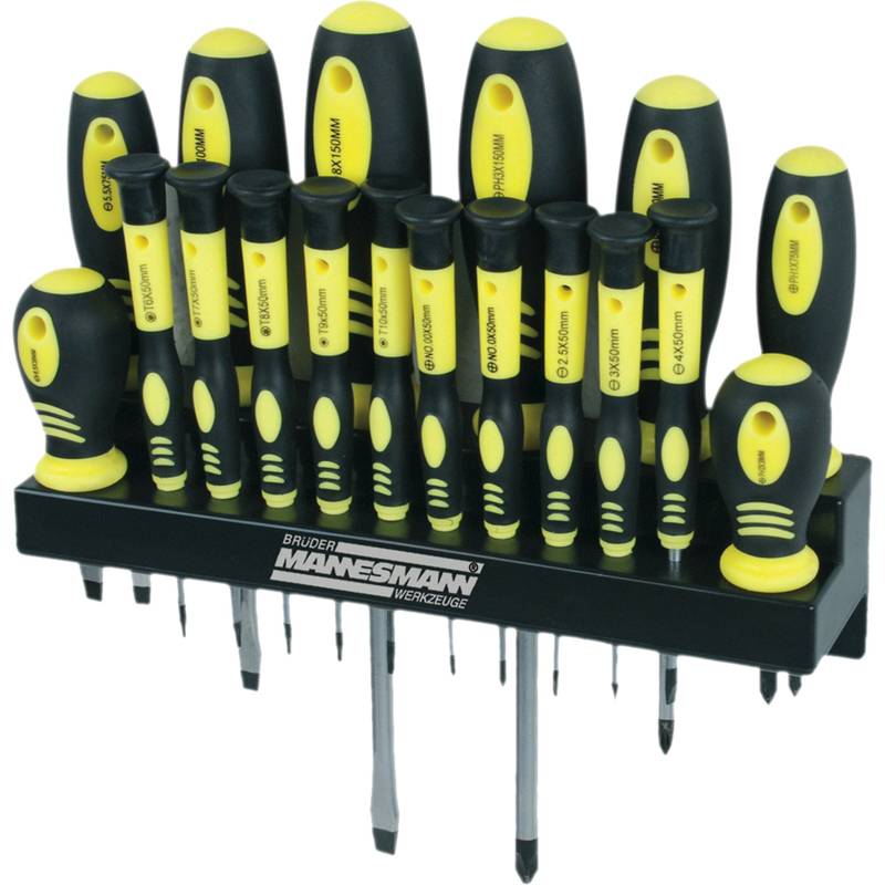 BRÜDER MANNESMANN Schraubendreher-Satz 18-tlg, im Wandhalter