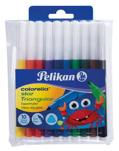 Pelikan 985663, Fein, 10 Farben, Schwarz, Blau, Braun, Grün, Hellblau, Hellgrün, Orange, Rot, Violett, Gelb, 1 mm, Mehrfarben, Dreieck