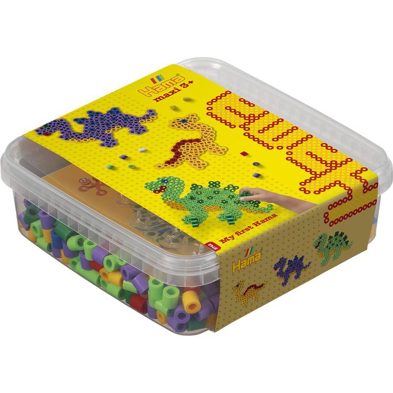 Hama Bügelperlen maxi + Stiftplatte "Dinosaurier", in Box
