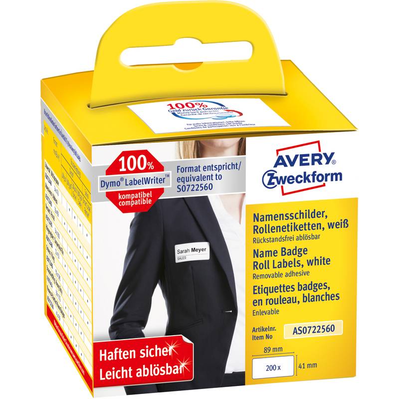 AVERY Zweckform Rollenetiketten Namensschilder, 41 x 89 mm