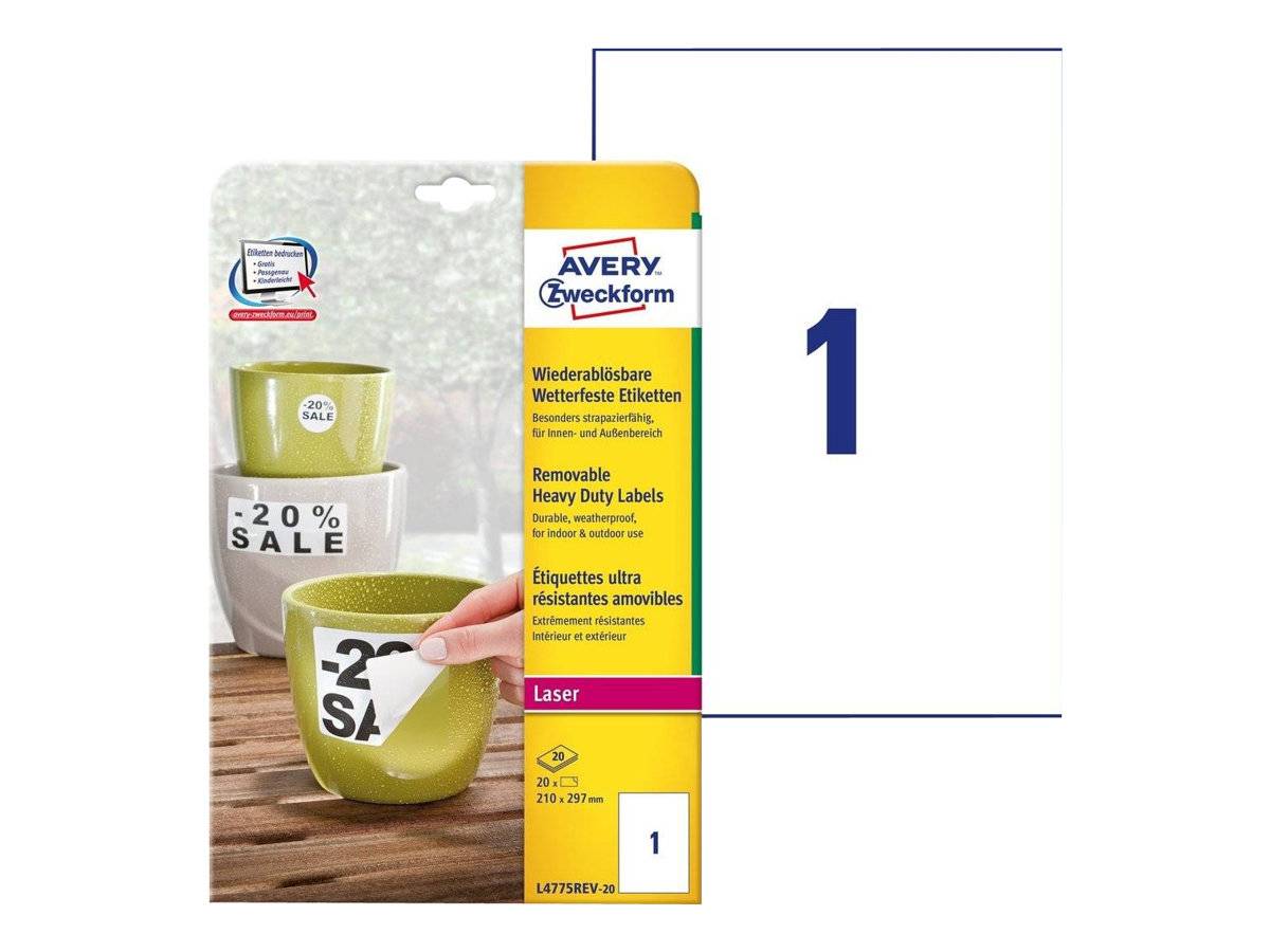 Avery Zweckform L4775REV - Polyester - matt - selbstklebend, entfernbarer Klebstoff - weiß - A4 (210 x 297 mm)