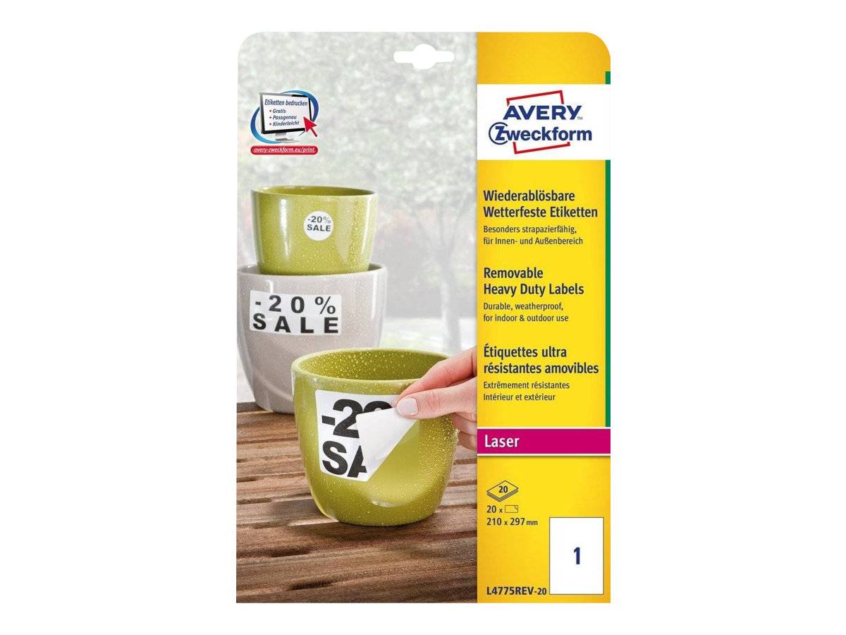 Avery Zweckform L4775REV - Polyester - matt - selbstklebend, entfernbarer Klebstoff - weiß - A4 (210 x 297 mm)