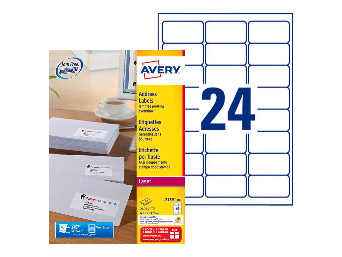 AVERY ZWECKFORM - Avery - Weiß - 63.5 x 33.9 mm 2400 Etikett(en) (100 Bogen x 24)