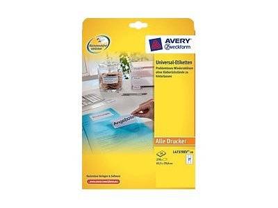 Avery Zweckform L4737 - Selbstklebend, entfernbarer Klebstoff - weiß - 63.5 x 29.6 mm 270 Etikett(en) (10 Bogen x 27)