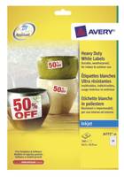 AVERY ZWECKFORM - Avery J4773 - Polyester - weiß - 33.9 x 63.5 mm 240 Stck. (10 Bogen x 24)