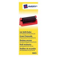# Nachfüllpack für Avery Etikettierpistolen mit roter und schwarzer Walze zum Beschriften, mit Produktname und mehrsprachigem Text auf gelbem Verpackungsmaterial.