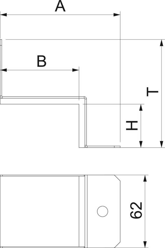 Technische Zeichnung einer Querschnittsansicht einer Stufe. Die markierten Maße sind 'B' für Breite und 'H' für Höhe.