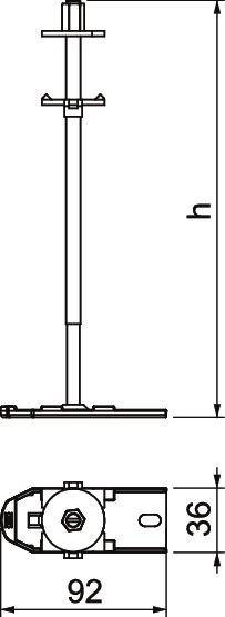 Einfache Linienzeichnung eines T-förmigen Griffs mit horizontalem Quergriff, der von einer vertikalen Achse ausgeht. Das Design ist minimalistisch und technisch.