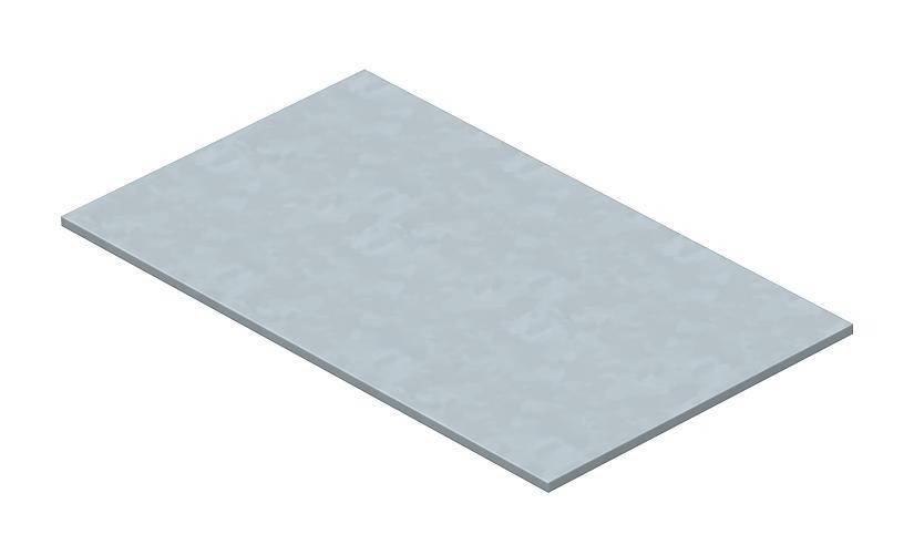 Eine rechteckige Platte aus grauem Beton wird vor einem weißen Hintergrund gezeigt, wobei ihre Textur und ebene Oberfläche veranschaulicht werden.