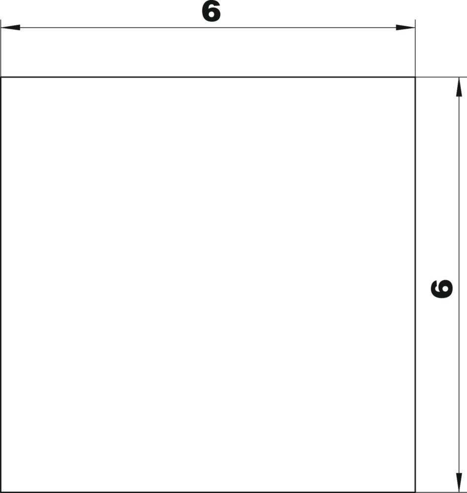 Quadrat mit dünnem schwarzem Rand, Pfeile und Linien, die Breite und Höhe anzeigen und eine Dimensionierung oder Messungsfokussierung nahelegen.