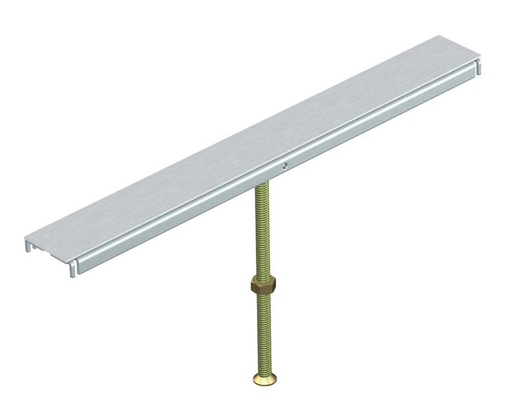 Metallisches L-Winkel mit einem langen Gewindebolzen und einer Mutter für strukturelle Unterstützung oder Konstruktionszwecke.