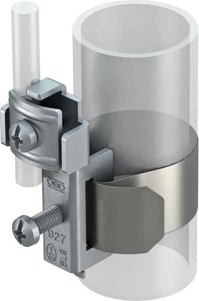 Eine zylindrische Metallhalterung, die ein vertikales Glasrohr sichert. Die Halterung wird mit Schrauben befestigt und verfügt über einen gleitenden, verstellbaren Mechanismus.
