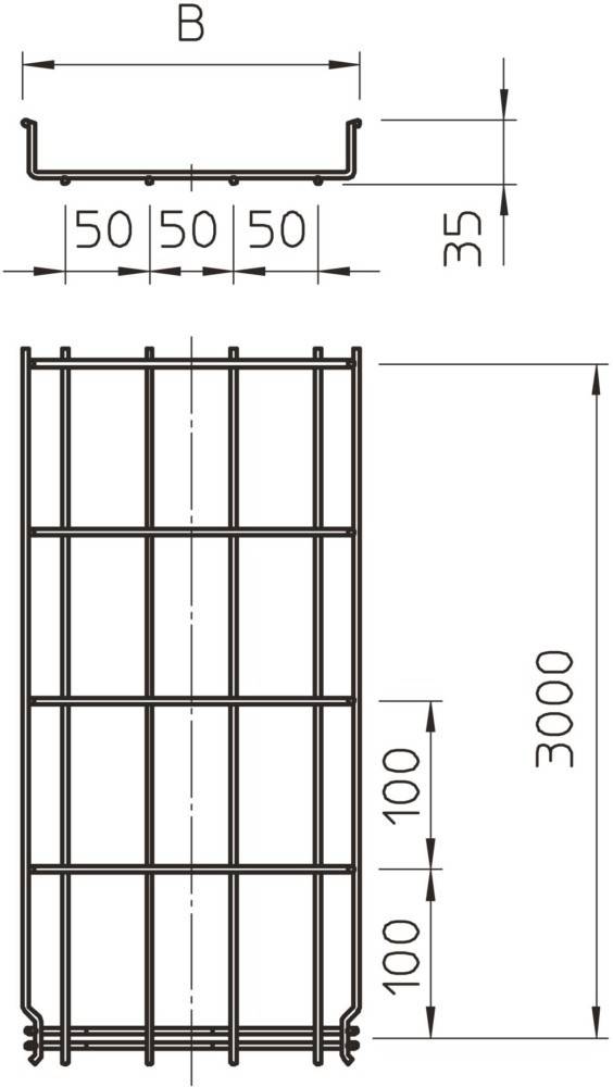 3 Mtr. OBO Bettermann Gitterrinne GRM GRM 35 50 G