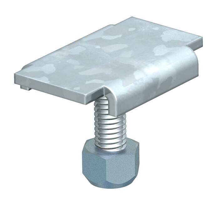 Eine Metallhammerkopf-Mutter mit einem Gewindestift und einer sechseckigen Basis, die üblicherweise zur Befestigung von Komponenten beim Bauen oder in der Montage verwendet wird.