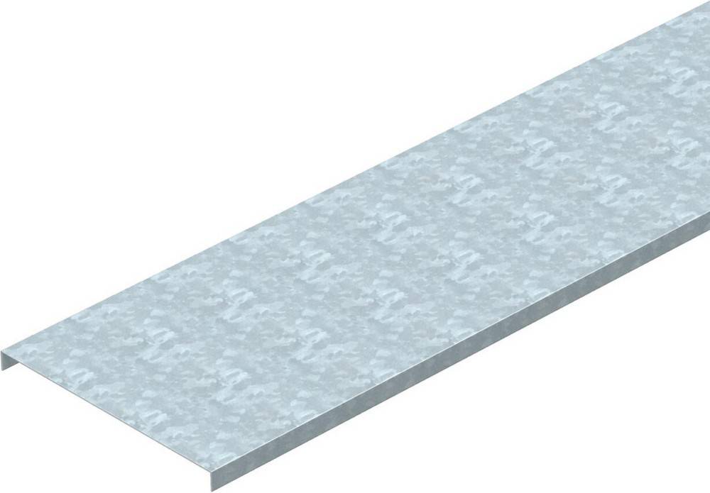 Ein rechteckiges, strukturiertes Metallblech mit grauer, verzinkter Optik, das Boden- oder Wandverkleidungsmaterial veranschaulicht.