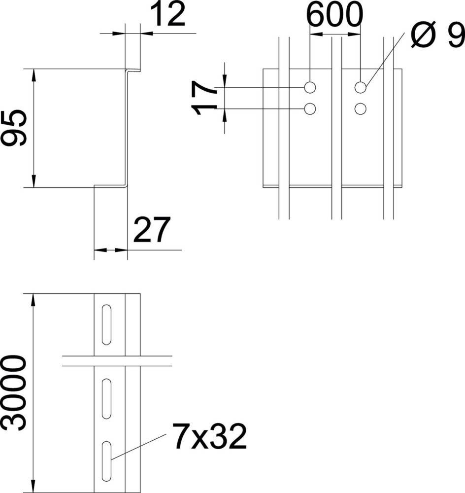 3 Mtr. OBO Bettermann Trennsteg TSG100Z BKRS FS