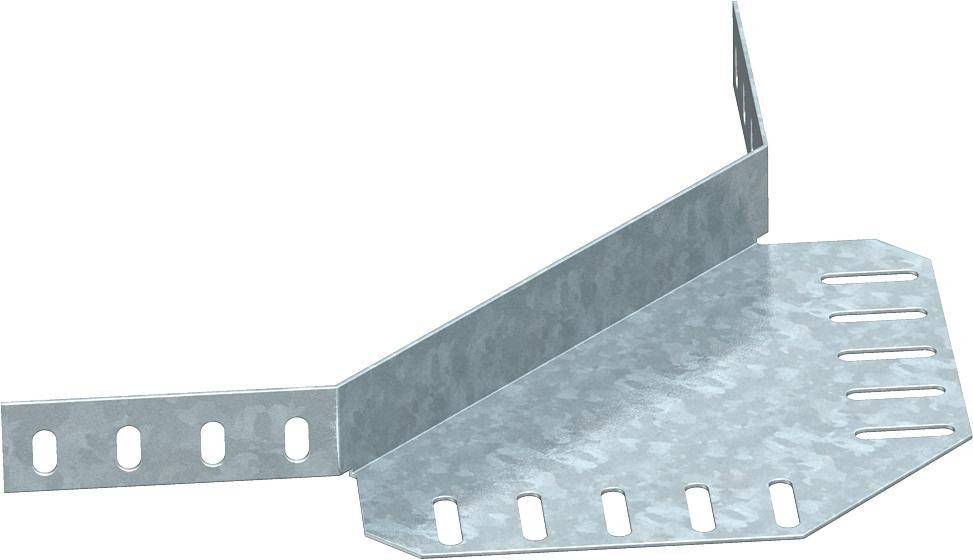 Eine Metallhalterung mit rechteckiger Gestaltung, die mehrere längliche Löcher für Schrauben aufweist. Die Halterung wird wahrscheinlich für strukturelle Unterstützung verwendet.