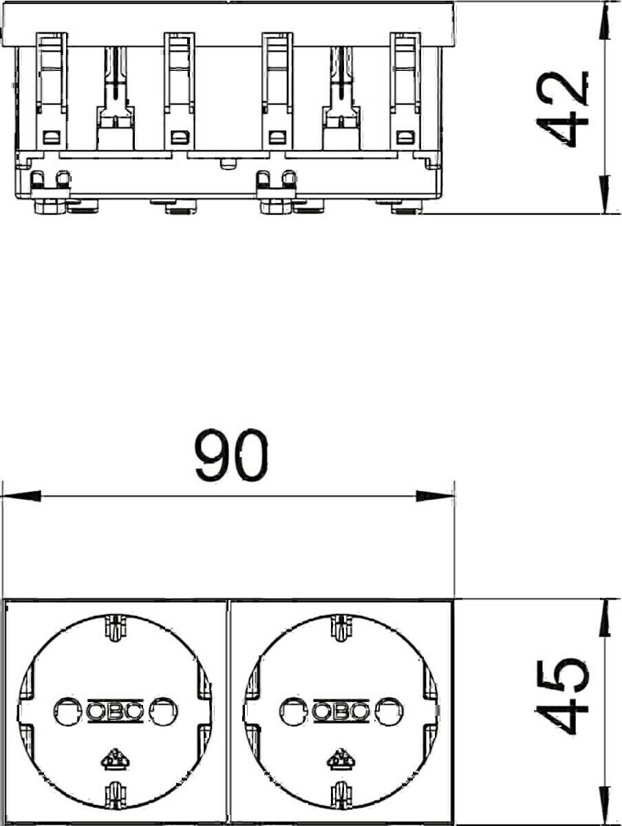 OBO Bettermann Steckdose 0 Grad, 2-fach STD-D0 RW2