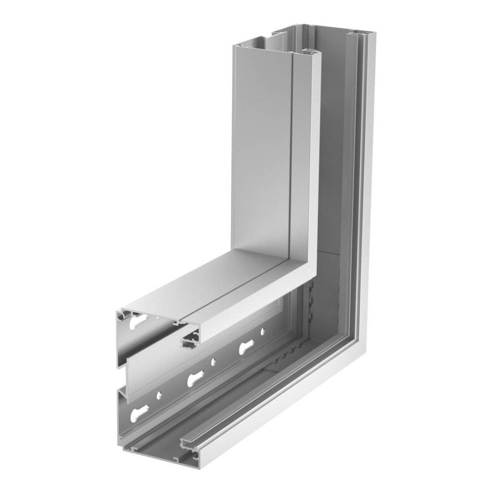 Eine Schnittansicht eines Metalltürahmens zeigt seine innere Struktur und Komponenten und unterstreicht die präzise Konstruktion und Montagdetails.