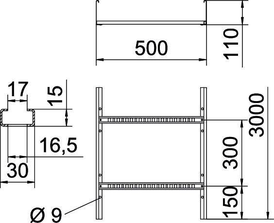 3 Mtr. OBO Bettermann Kabelleiter gelocht LG 115 VS 3 FS