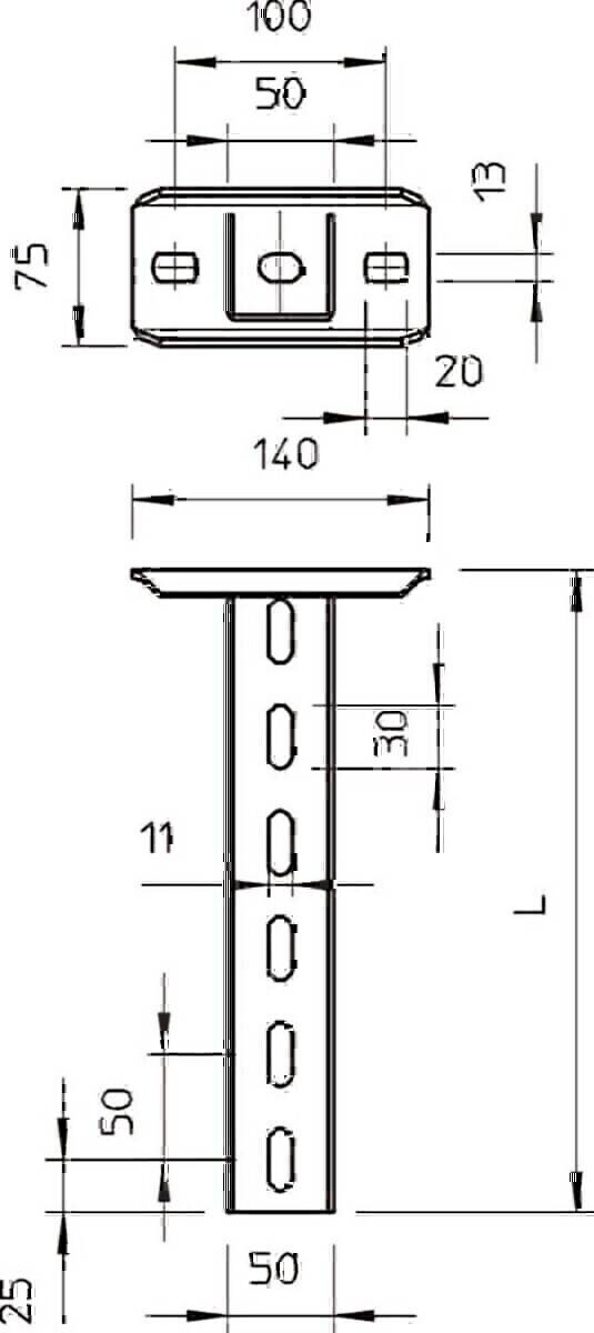 OBO Bettermann U-Stiel m.Kopfplatte US 5 K 90 FT