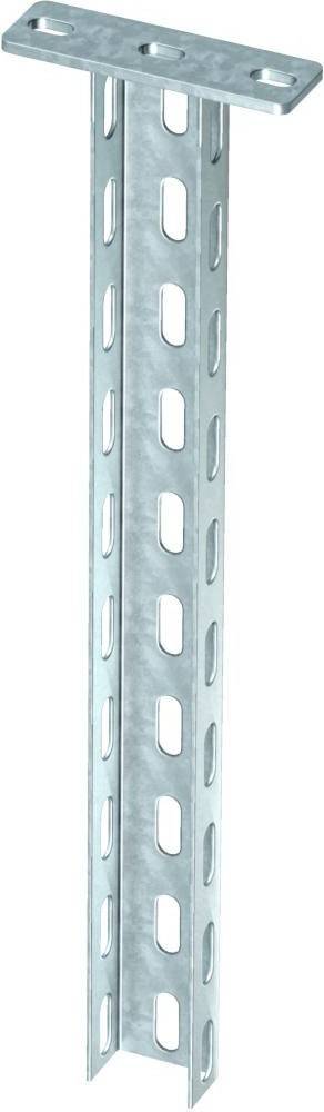Stahlträger mit gleichmäßig angeordneten rechteckigen Löchern, verwendet für Bau- oder Montagezwecke, vertikal dargestellt in silbergrauer Farbe.