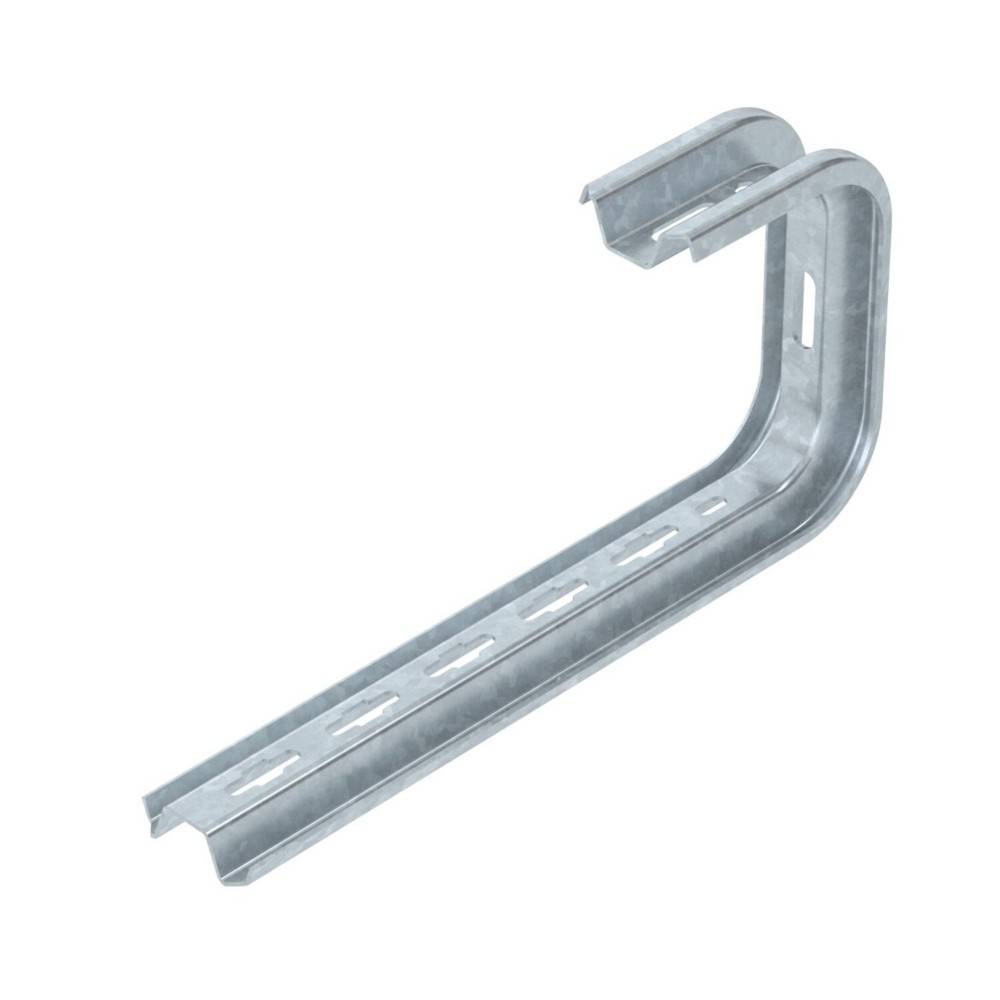 Ein Metallhalter mit U-förmigem Design und Schlitzlöchern für verstellbare Montage.