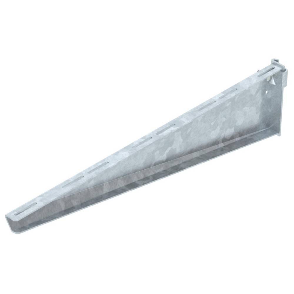Eine Metallstützhalterung mit galvanisierter Oberfläche. Sie verfügt über mehrere Schlitze für eine verstellbare Montage und eine verstärkte Dreiecksstruktur.