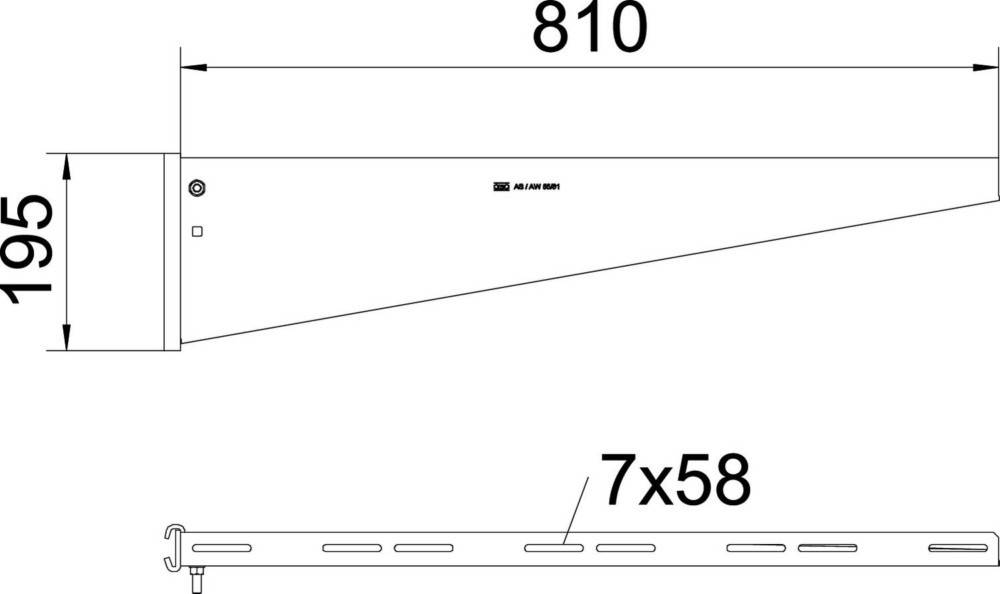810' oben; '7x58' unten; Zahlen gedruckt auf einem einfachen weißen, rechteckigen Hintergrund.
