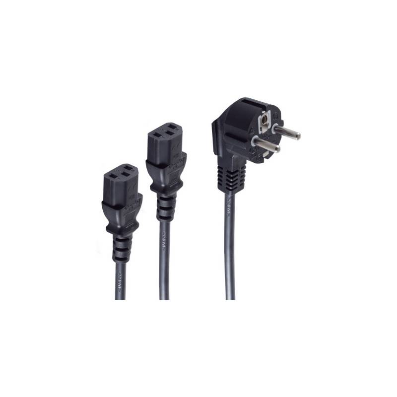 shiverpeaks BASIC-S Y-Stromkabel, schwarz, 1,8 m