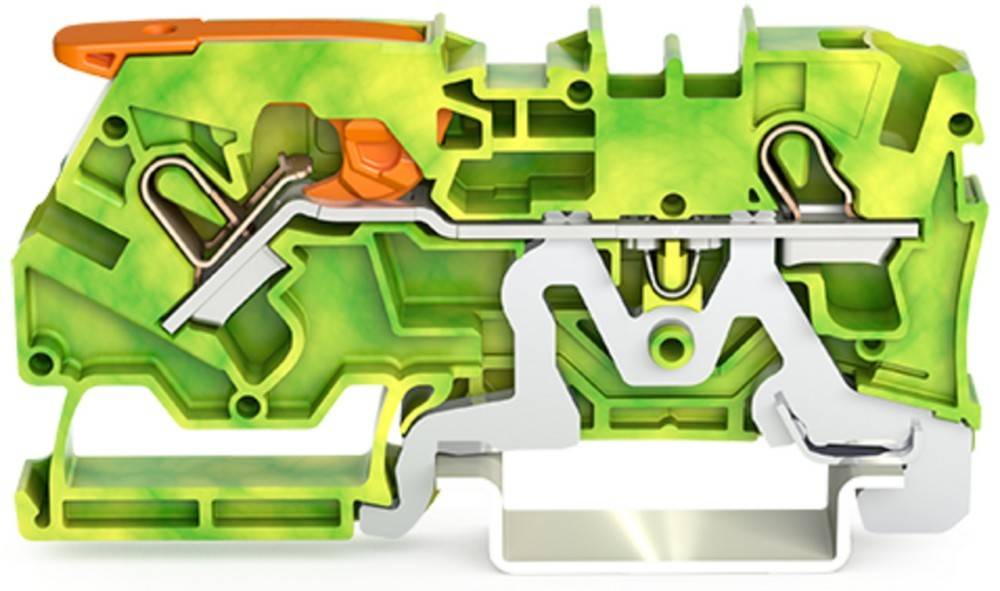 Querschnittsansicht einer mechanischen Komponente, die die interne Struktur und verschiedene farbige Teile zeigt, möglicherweise ein Gerät oder einen Motor darstellend.