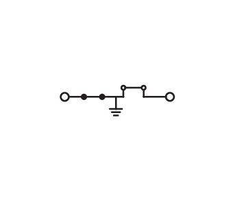 Eine einfache elektrische Schaltkreis-Skizze mit einem Widerstand, Masseanschluss und zwei Verbindungskabeln.