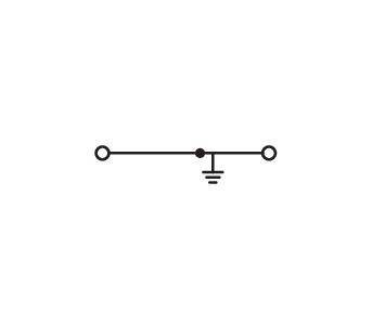 Elektrisches Schaltungssymbol für eine einfache Masseanschluss in der Mitte, dargestellt als eine Linie mit absteigenden Horizontallinien.