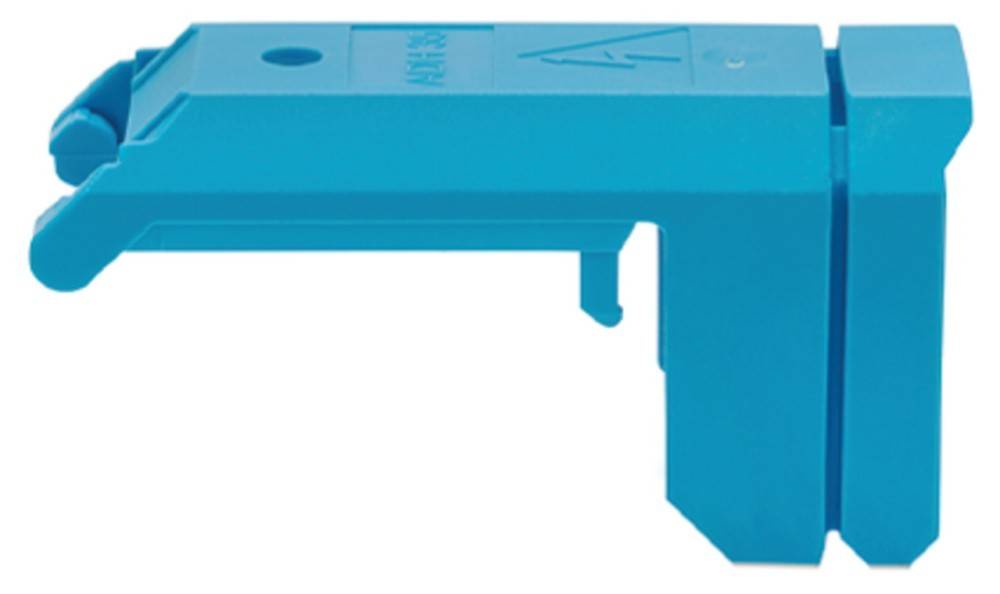 Eine Nahaufnahme eines blauen Plastikwerkzeugs mit einem hakenartig geformten Ende, das für Entfernungs- oder Einstellungszwecke konzipiert ist und ein funktionales Design betont.