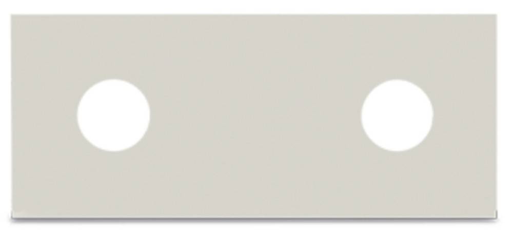 Ein schlichtes, beiges rechteckiges Objekt mit zwei kreisförmigen Löchern an den Seiten, was einem minimalistischen Design ähnelt.