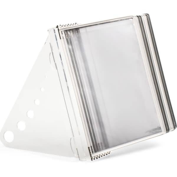 Tischständer Crystal A4 mit 8 Sichttafeln - 4x weiß/ 4x grau