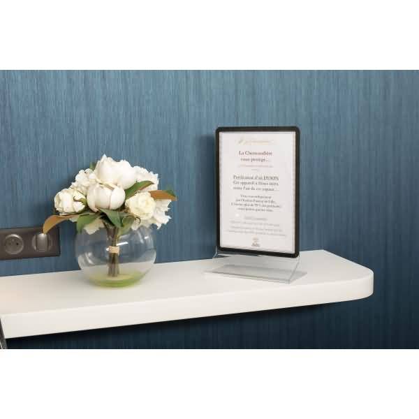 Acryl T-Ständer Crystal A4 mit Inforahmen Magneto