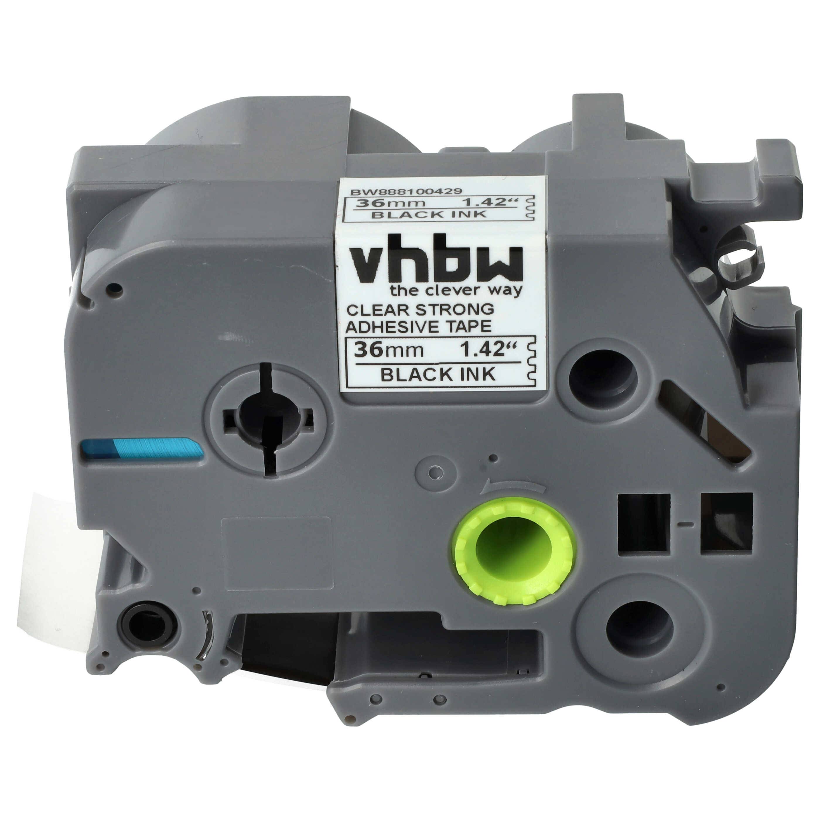vhbw Schriftband-Kassette kompatibel mit Brother PT P950W | RL700S Etiketten-Drucker 8m x 36mm Schwarz auf Transparent, Extra Stark, Laminiert