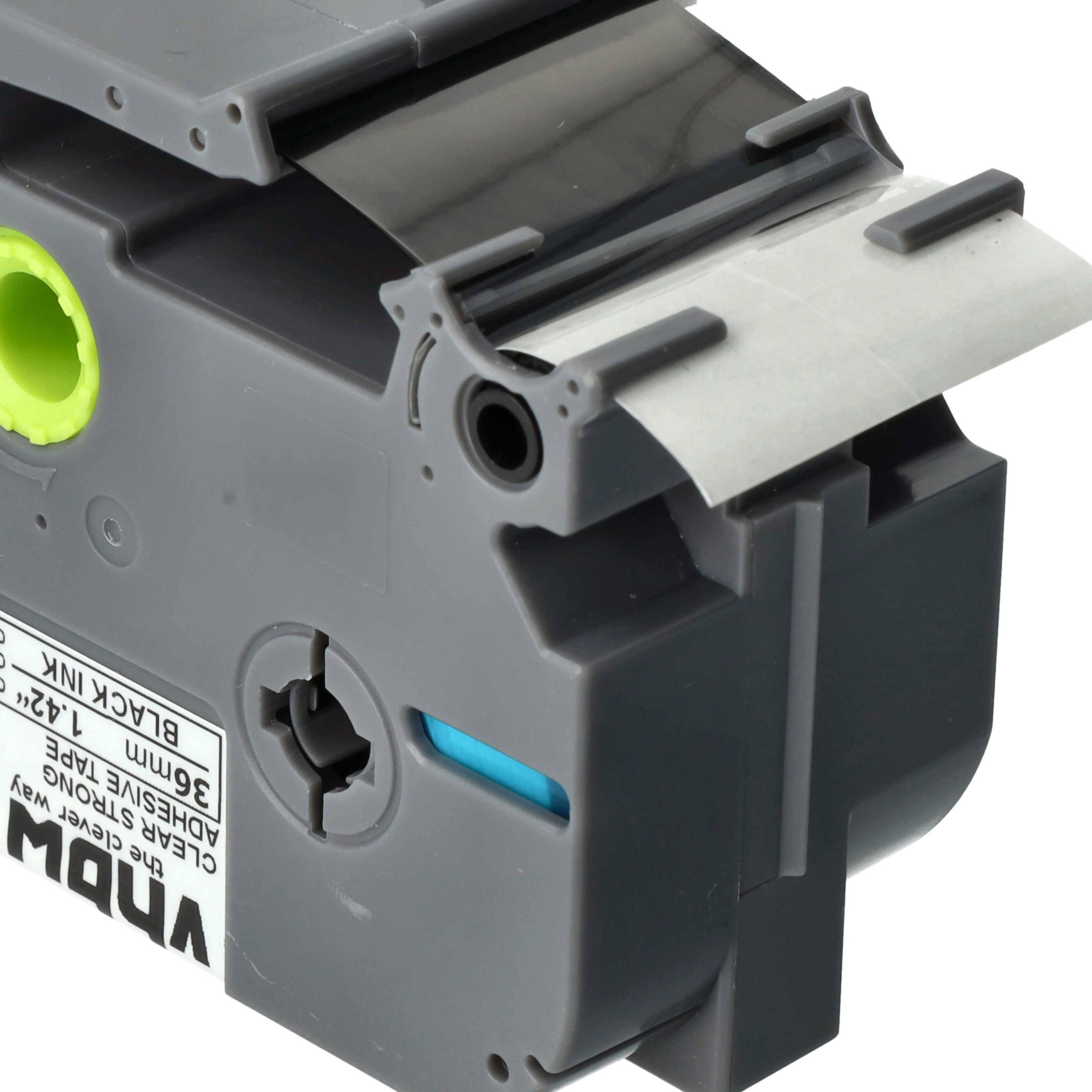 vhbw Schriftband-Kassette kompatibel mit Brother PT 9600, 9700PC, 9800PCN Etiketten-Drucker 8m x 36mm Schwarz auf Transparent, Extra Stark