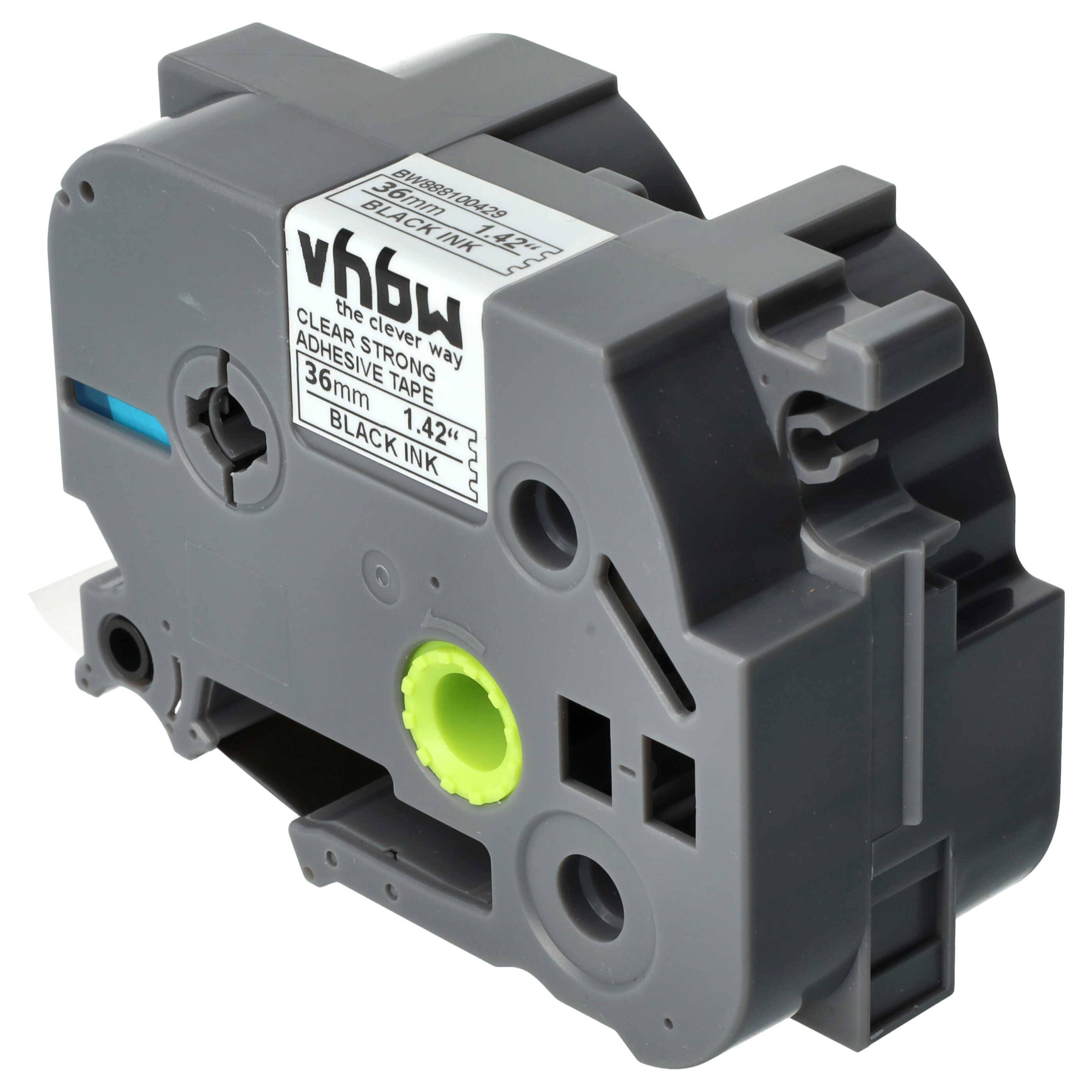 vhbw Schriftband-Kassette kompatibel mit Brother PT 9600, 9700PC, 9800PCN Etiketten-Drucker 8m x 36mm Schwarz auf Transparent, Extra Stark