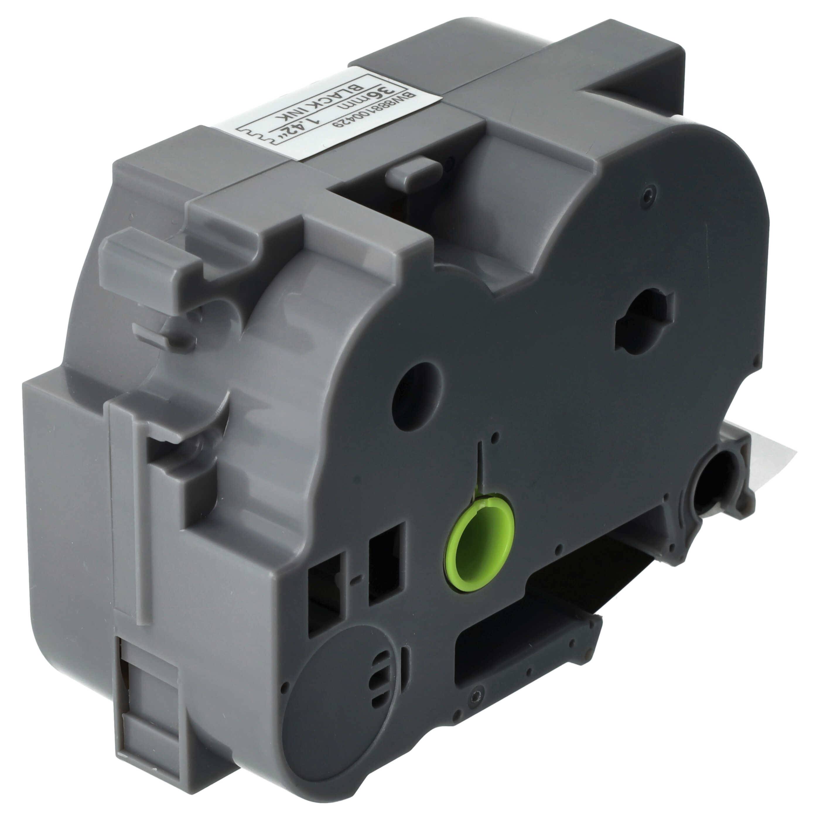 vhbw Schriftband-Kassette kompatibel mit Brother PT 9600, 9700PC, 9800PCN Etiketten-Drucker 8m x 36mm Schwarz auf Transparent, Extra Stark