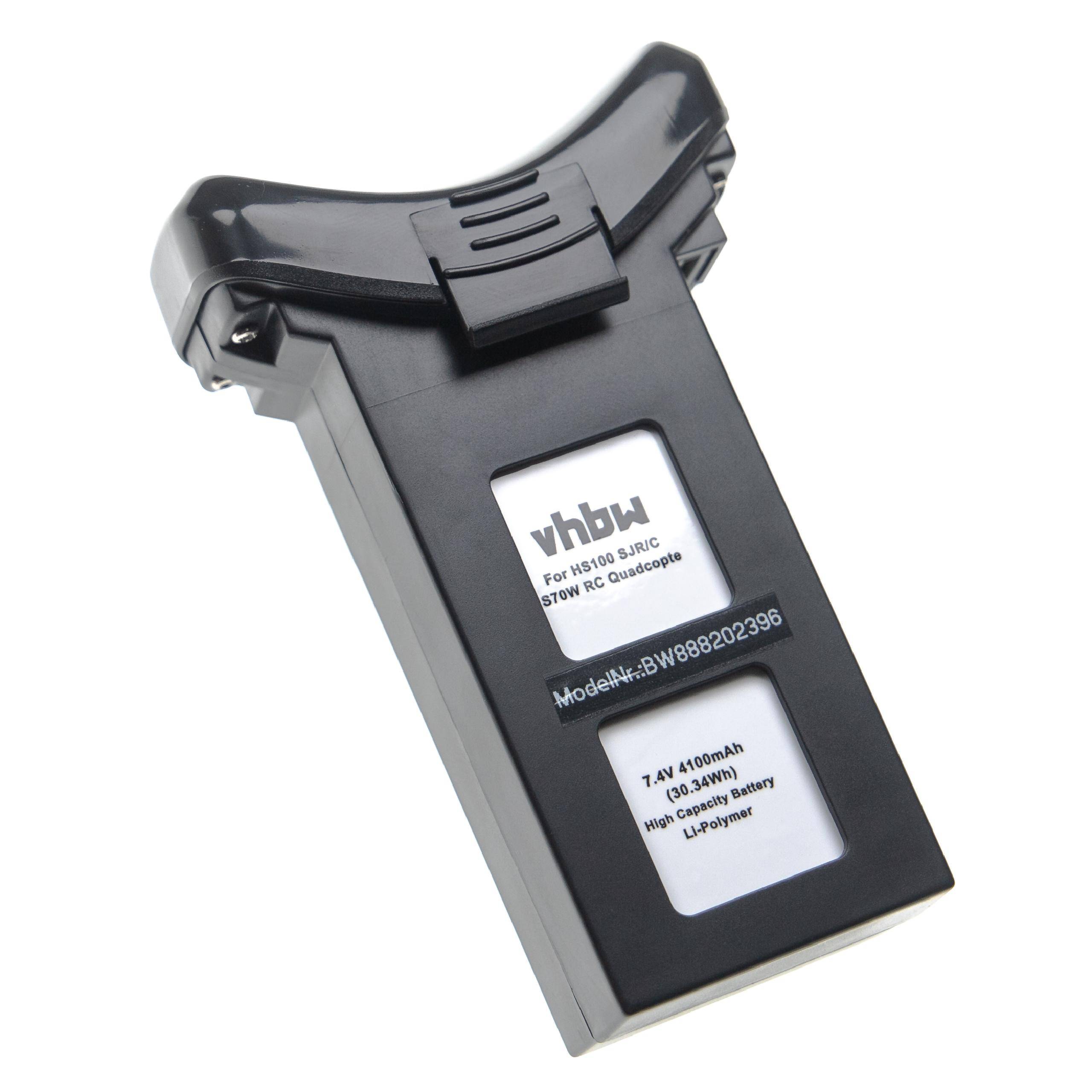 Schwarzes wiederaufladbares Batteriepack für einen Spielzeug-RC-Quadcopter, beschriftet mit „vhbw