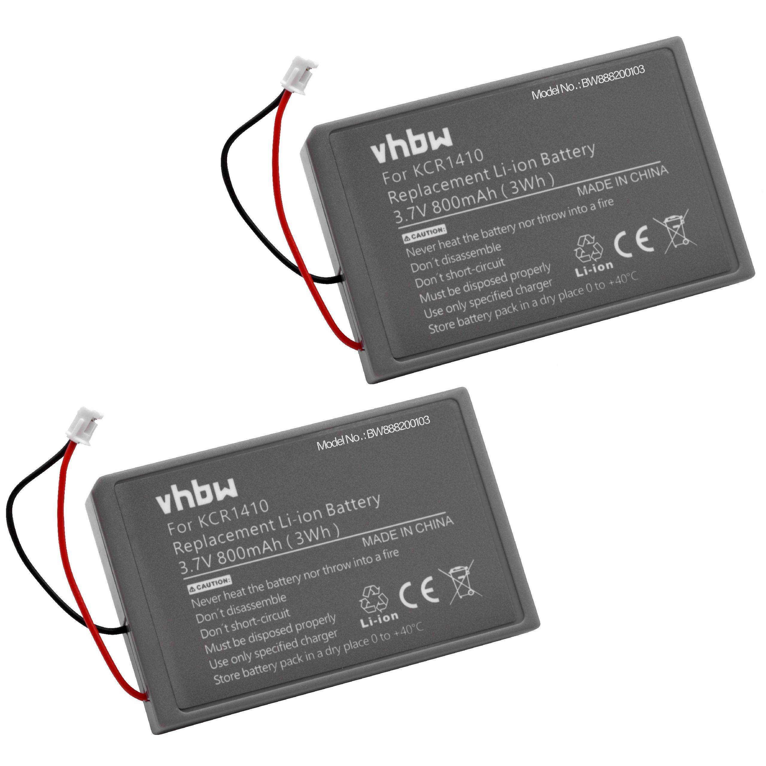 vhbw 2x Akku Ersatz für Sony Lip1522, KCR1410, CUH-ZCT2U, CUH-ZCT2 für Controller V1 (800 mAh, 3,7 V, Li-Ion) Weiß