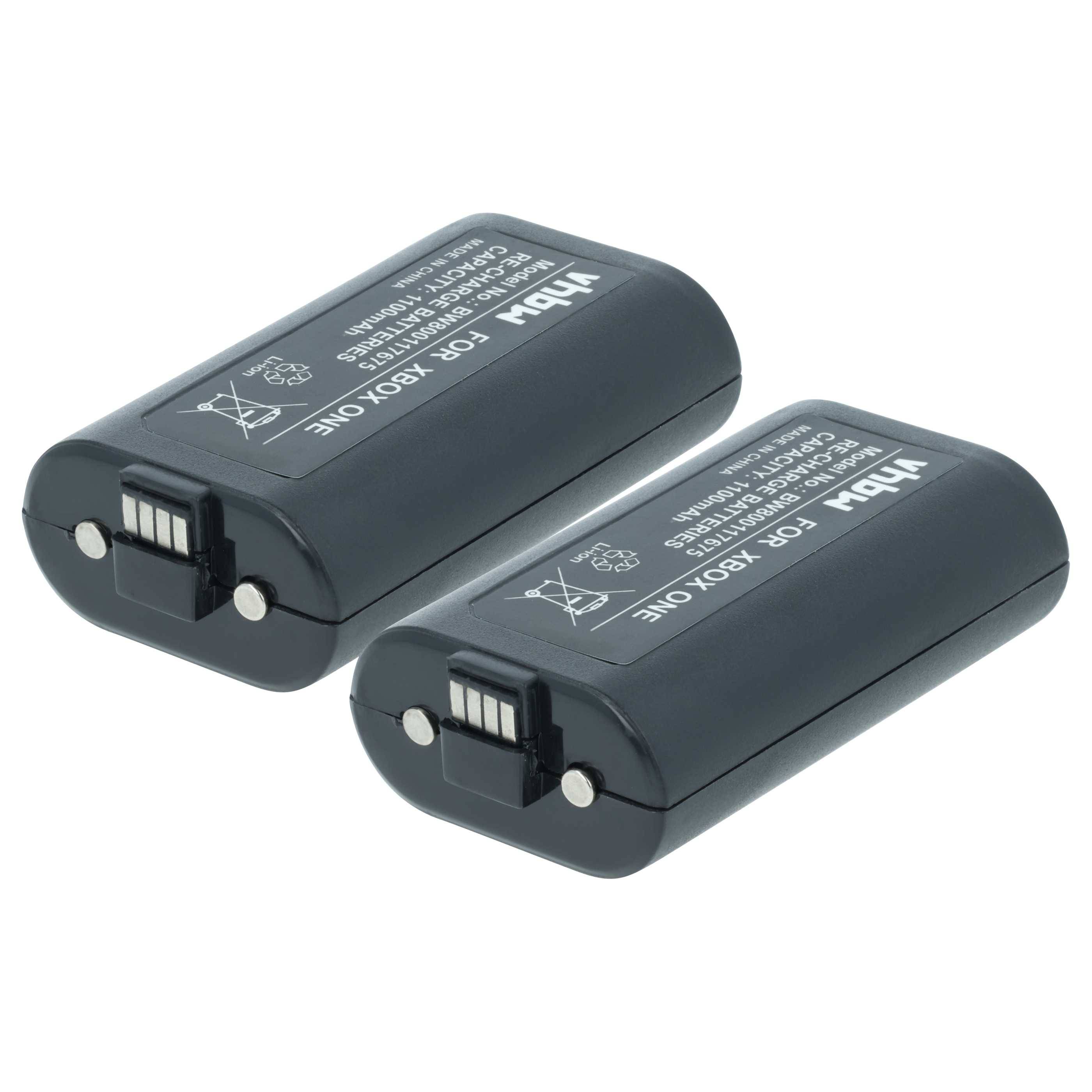 vhbw 2x Akku kompatibel mit Microsoft Xbox One X Controller (1100 mAh, 3 V, Li-Ion) Schwarz