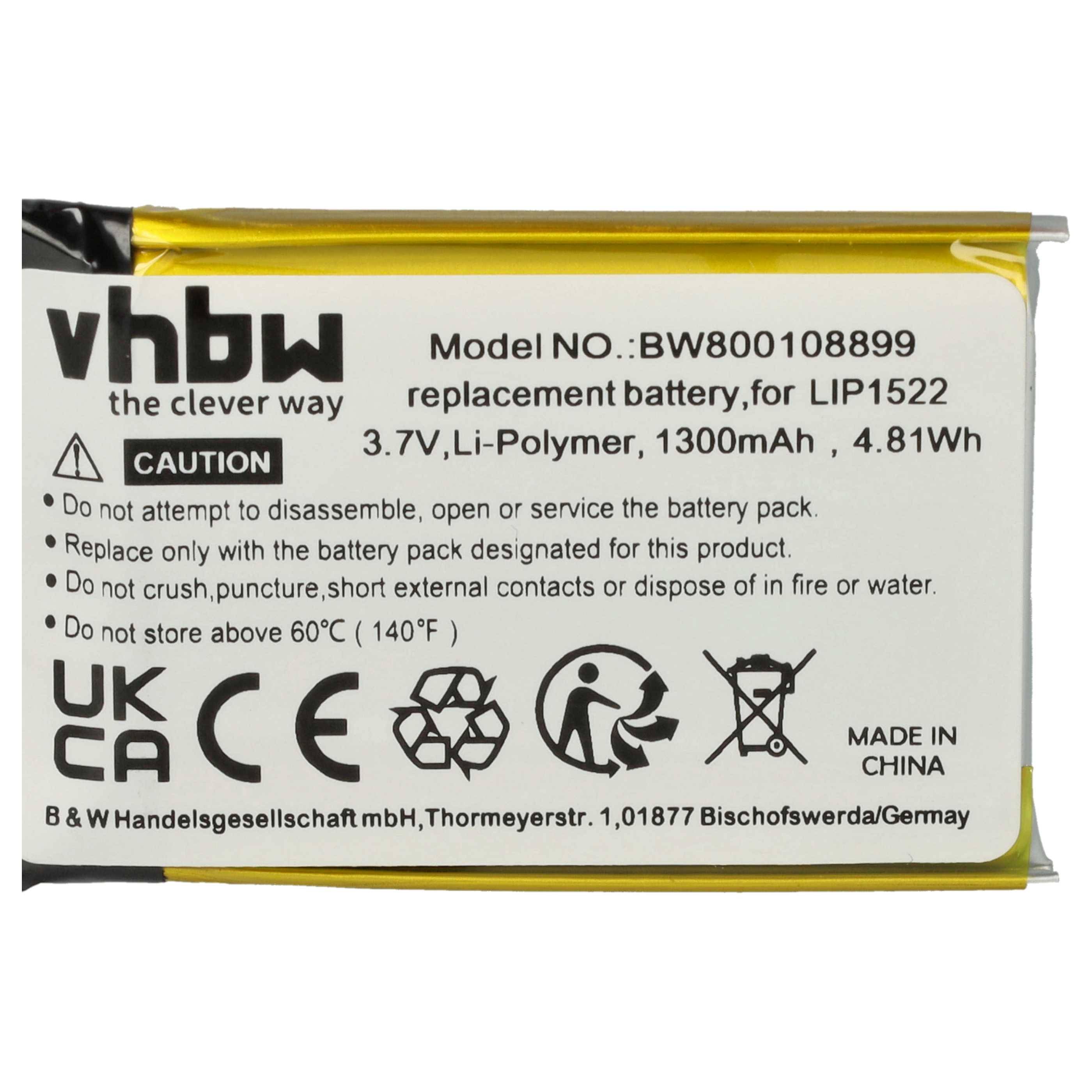 vhbw 2x Akku kompatibel mit Sony CUH-ZCT1E, CUH-ZCT1H, CUH-ZCT1U, Dualshock 4 Controller (1300 mAh, 3,7 V, Li-Polymer)