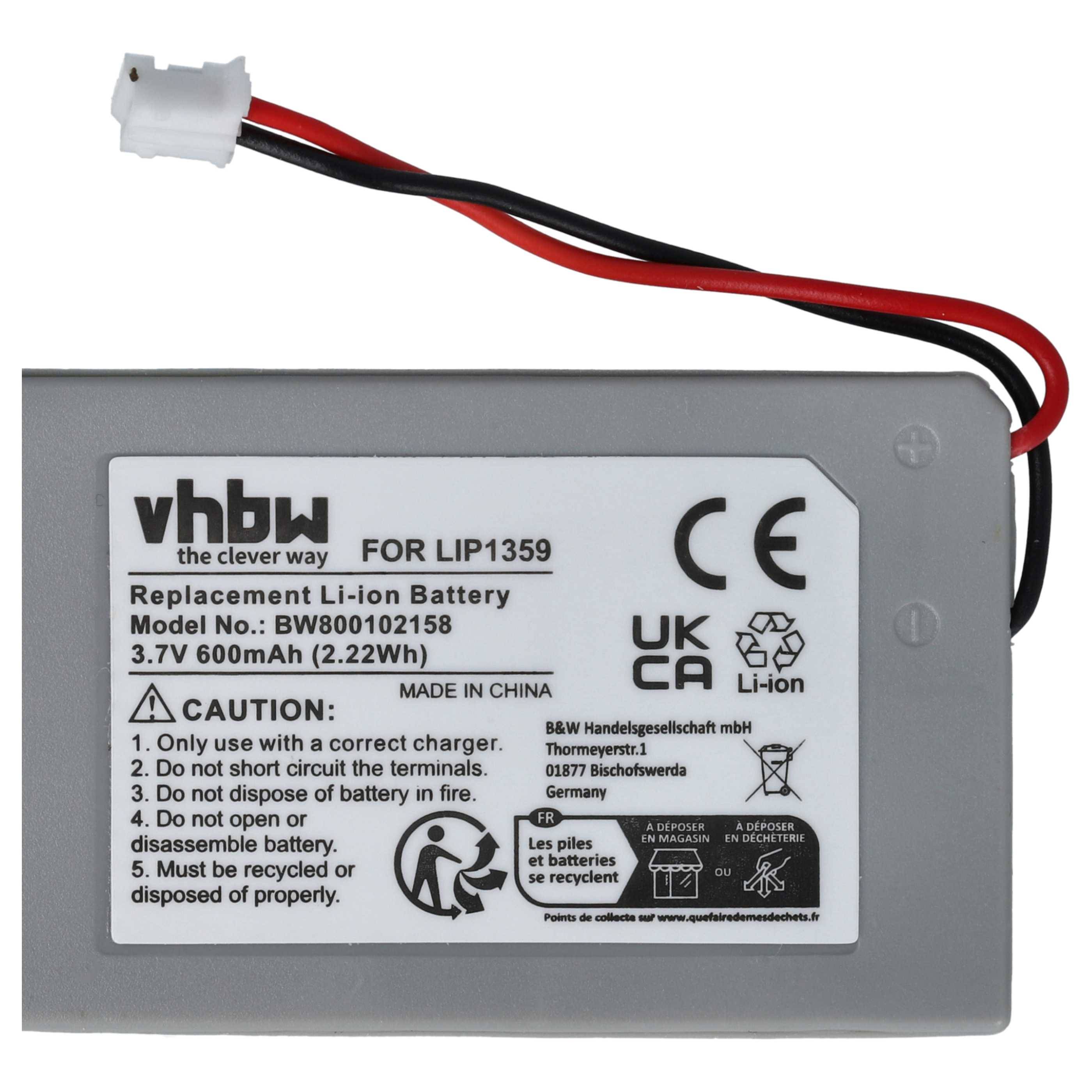vhbw 2x Akku Ersatz für Sony Lip1359, Lip1859, Lip1472 für Controller (600 mAh, 3,7 V, Li-Ion)
