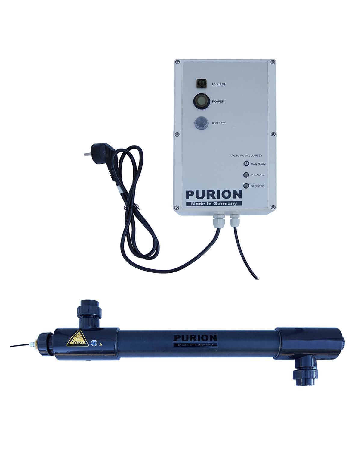 PURION 2501 PVC-U UV Desinfektion Salzwasserpool bis 14m³/h mit Lampenlaufzeitmesser