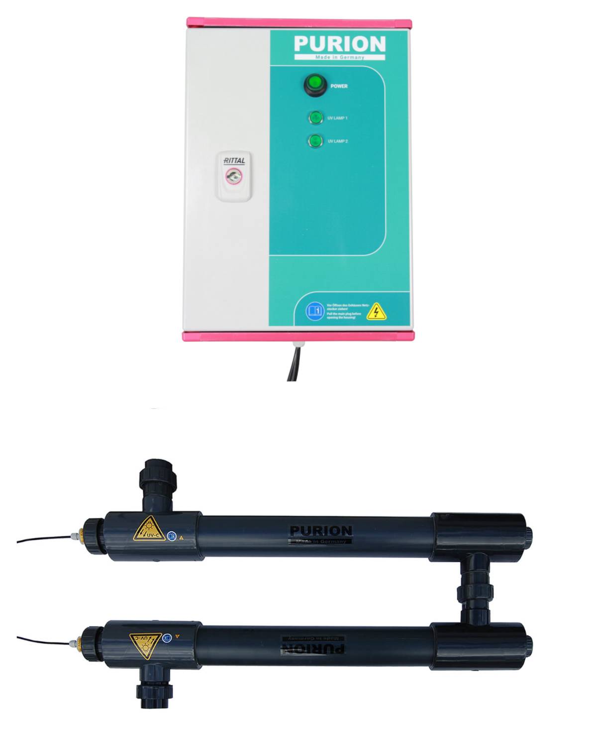 PURION 2501 PVC-U Dual Basic Salzwasser Pooldesinfektion mit UV Anlagen  28 m³/h Durchsatz